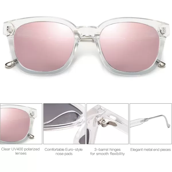 SOJOS Classic Square Polarized Sunglasses Womens Mens Retro Trendy Uv400 Sunnies Sj2050 Blue MiddleClearPink