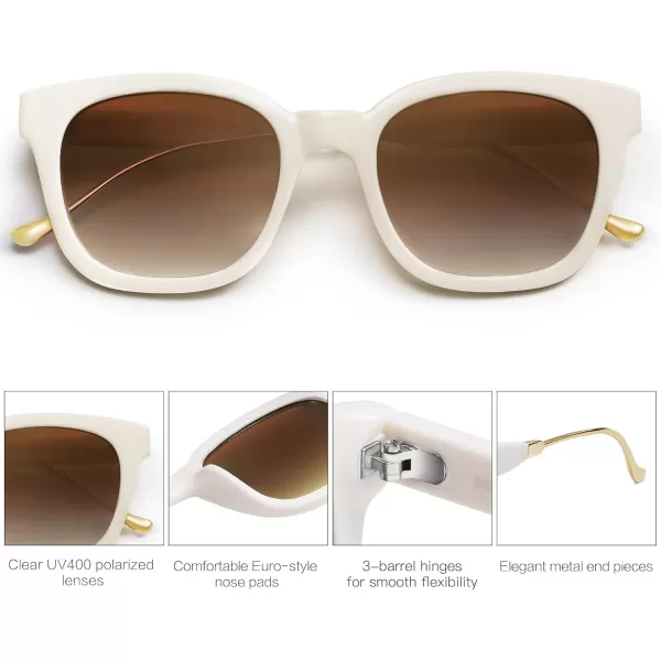 SOJOS Classic Square Polarized Sunglasses Womens Mens Retro Trendy Uv400 Sunnies Sj2050 Blue MiddleCreamGradient Brown