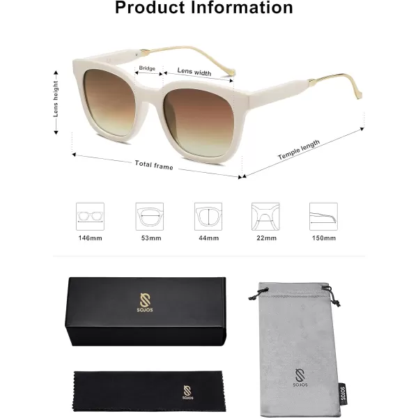 SOJOS Classic Square Polarized Sunglasses Womens Mens Retro Trendy Uv400 Sunnies Sj2050 Blue MiddleCreamGradient Brown