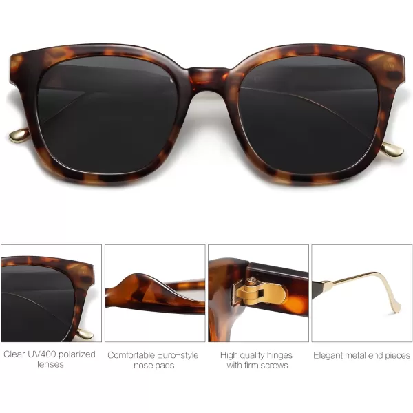 SOJOS Classic Square Polarized Sunglasses Womens Mens Retro Trendy Uv400 Sunnies Sj2050 Blue MiddleDark Brown TortoiseGrey