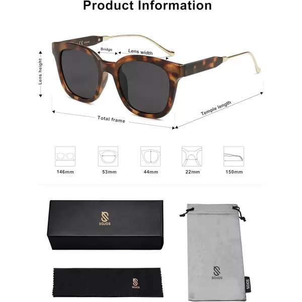 SOJOS Classic Square Polarized Sunglasses Womens Mens Retro Trendy Uv400 Sunnies Sj2050 Blue MiddleDark Brown TortoiseGrey