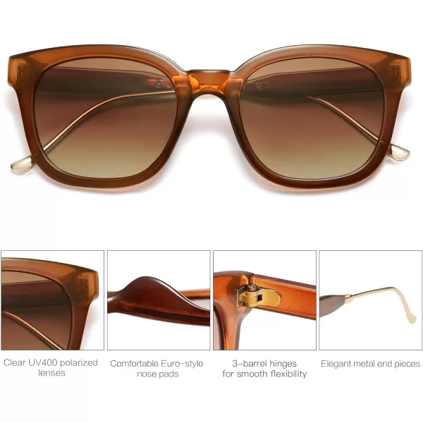 SOJOS Classic Square Polarized Sunglasses Womens Mens Retro Trendy Uv400 Sunnies Sj2050 Blue MiddleDark BrownBrown