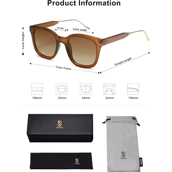 SOJOS Classic Square Polarized Sunglasses Womens Mens Retro Trendy Uv400 Sunnies Sj2050 Blue MiddleDark BrownBrown