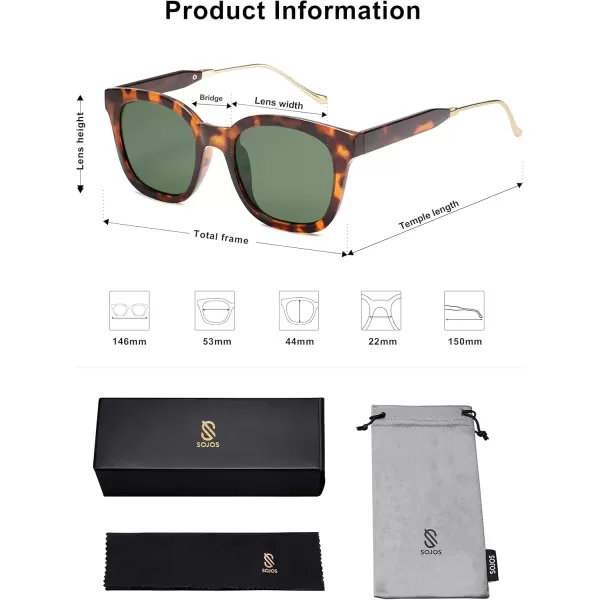 SOJOS Classic Square Polarized Sunglasses Womens Mens Retro Trendy Uv400 Sunnies Sj2050 Blue MiddleDark TortoiseGreen