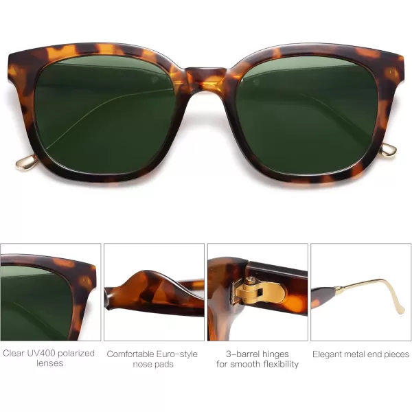 SOJOS Classic Square Polarized Sunglasses Womens Mens Retro Trendy Uv400 Sunnies Sj2050 Blue MiddleDark TortoiseGreen