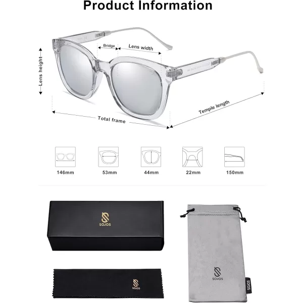 SOJOS Classic Square Polarized Sunglasses Womens Mens Retro Trendy Uv400 Sunnies Sj2050 Blue MiddleGreySilver