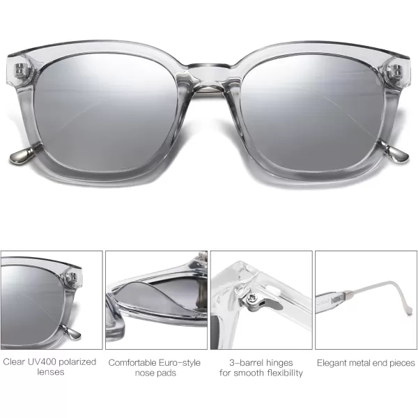 SOJOS Classic Square Polarized Sunglasses Womens Mens Retro Trendy Uv400 Sunnies Sj2050 Blue MiddleGreySilver