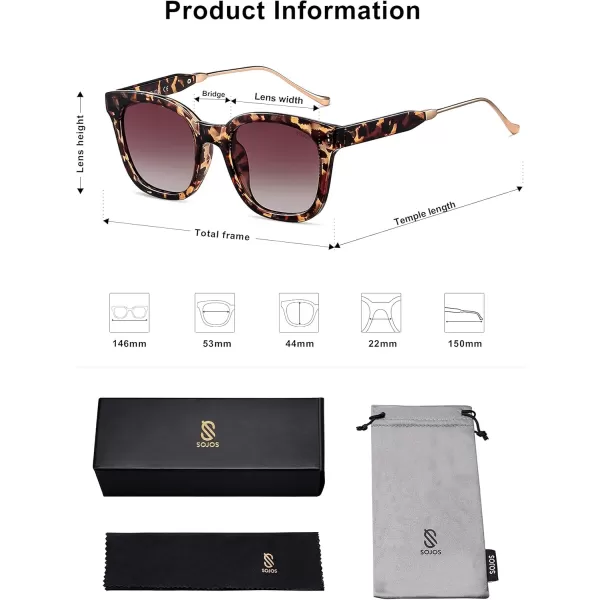 SOJOS Classic Square Polarized Sunglasses Womens Mens Retro Trendy Uv400 Sunnies Sj2050 Blue MiddleLeopardPurple