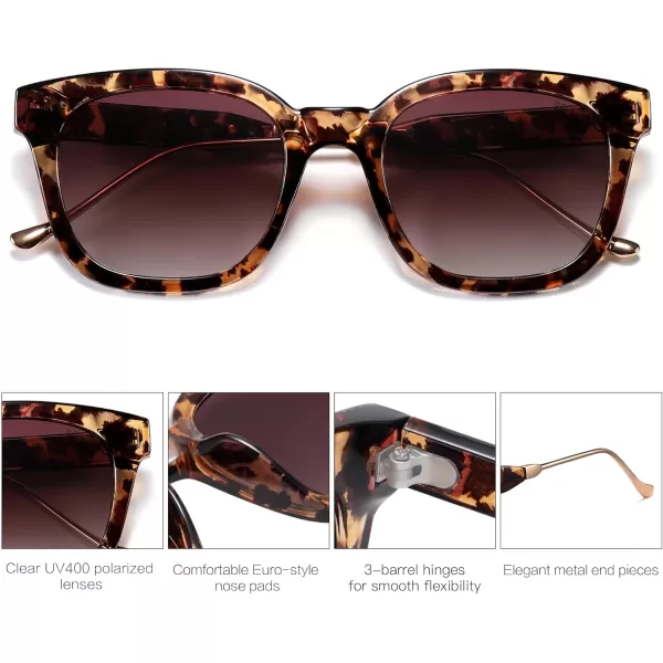 SOJOS Classic Square Polarized Sunglasses Womens Mens Retro Trendy Uv400 Sunnies Sj2050 Blue MiddleLeopardPurple