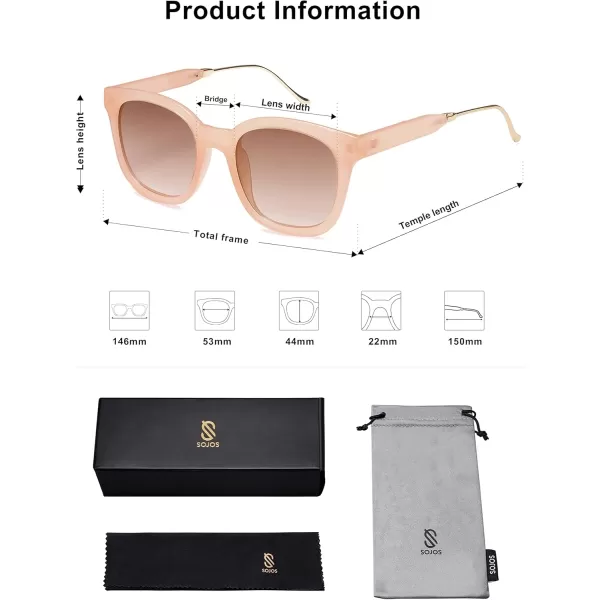 SOJOS Classic Square Polarized Sunglasses Womens Mens Retro Trendy Uv400 Sunnies Sj2050 Blue MiddlePinkBown