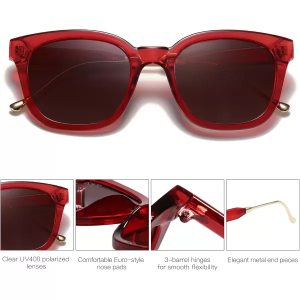 SOJOS Classic Square Polarized Sunglasses Womens Mens Retro Trendy Uv400 Sunnies Sj2050 Blue MiddleRedRed