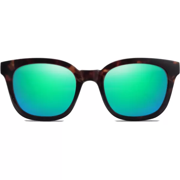 SOJOS Classic Square Polarized Sunglasses Womens Mens Retro Trendy Uv400 Sunnies Sj2050 Blue MiddleTortoiseGreen