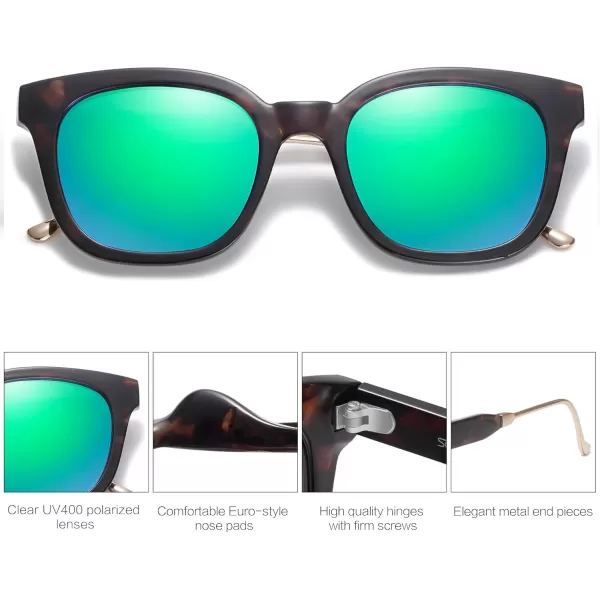 SOJOS Classic Square Polarized Sunglasses Womens Mens Retro Trendy Uv400 Sunnies Sj2050 Blue MiddleTortoiseGreen