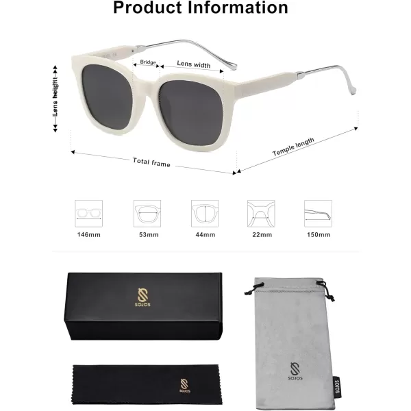 SOJOS Classic Square Polarized Sunglasses Womens Mens Retro Trendy Uv400 Sunnies Sj2050 Blue MiddleWhiteGrey