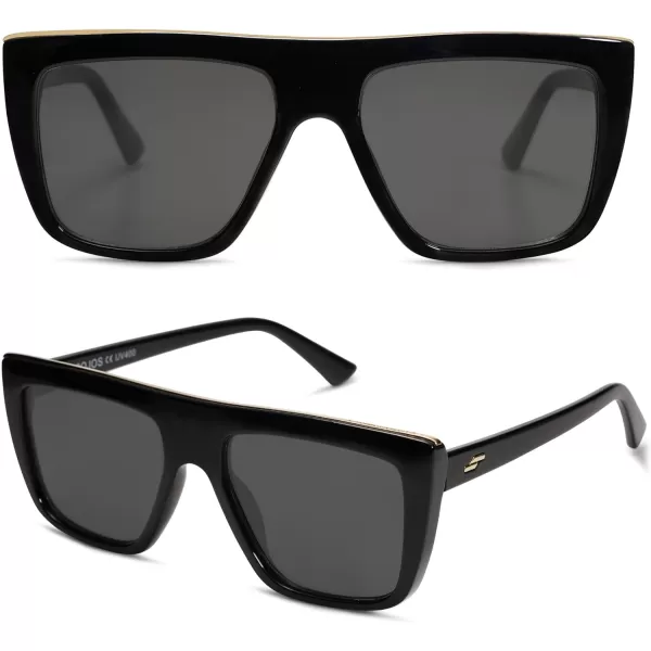 SOJOS Classic Trendy Flat Top Sunglasses for Women Men Designer UV400 Sunnies SJ2250BlackGrey