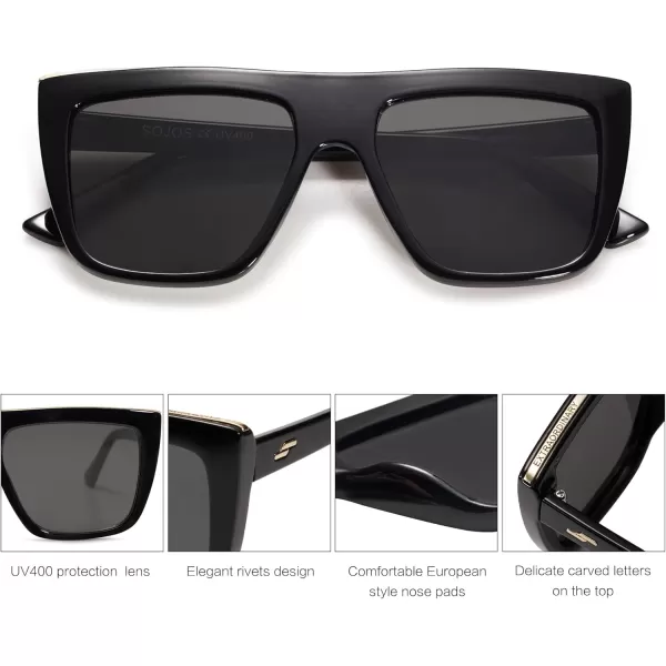 SOJOS Classic Trendy Flat Top Sunglasses for Women Men Designer UV400 Sunnies SJ2250BlackGrey