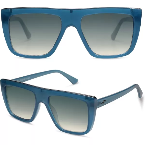 SOJOS Classic Trendy Flat Top Sunglasses for Women Men Designer UV400 Sunnies SJ2250BlueGrey