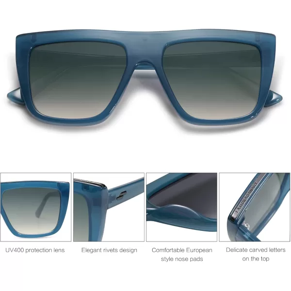 SOJOS Classic Trendy Flat Top Sunglasses for Women Men Designer UV400 Sunnies SJ2250BlueGrey