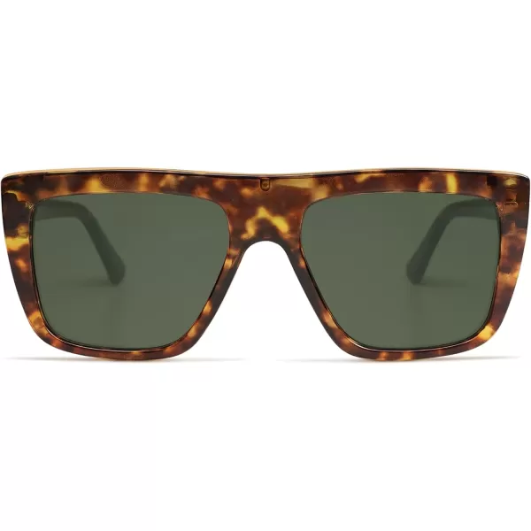 SOJOS Classic Trendy Flat Top Sunglasses for Women Men Designer UV400 Sunnies SJ2250Dark TortoiseGreen