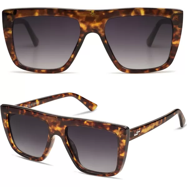 SOJOS Classic Trendy Flat Top Sunglasses for Women Men Designer UV400 Sunnies SJ2250Dark TortoiseGrey