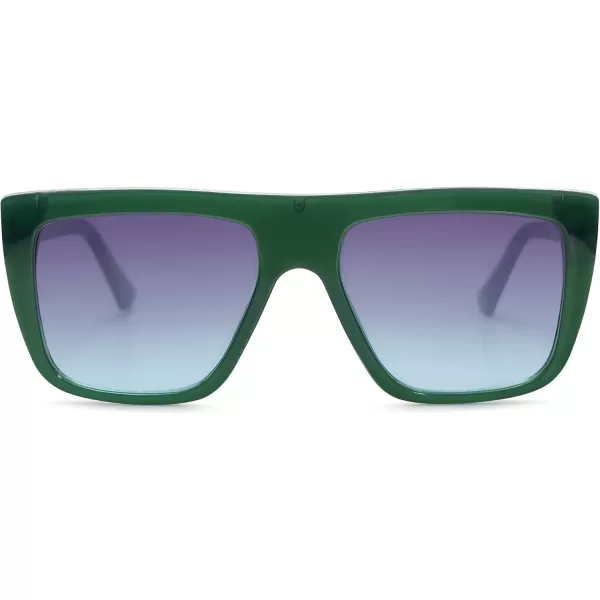 SOJOS Classic Trendy Flat Top Sunglasses for Women Men Designer UV400 Sunnies SJ2250GreenBluish Grey