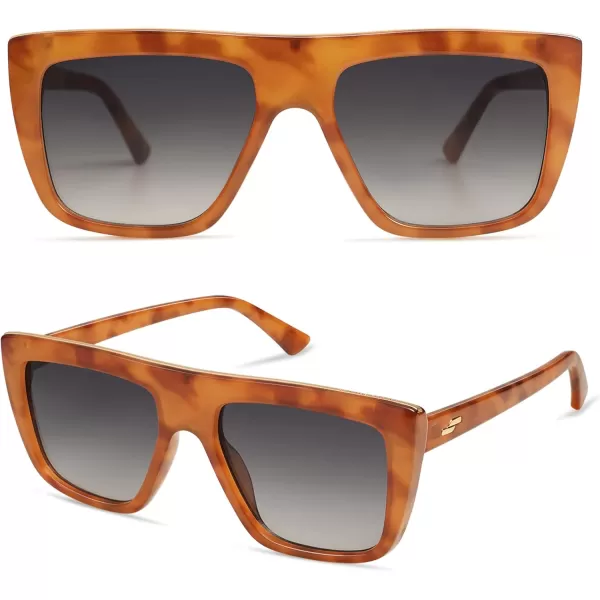 SOJOS Classic Trendy Flat Top Sunglasses for Women Men Designer UV400 Sunnies SJ2250Orange TortoiseBluish Grey