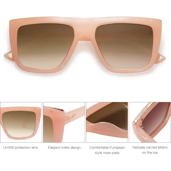 SOJOS Classic Trendy Flat Top Sunglasses for Women Men Designer UV400 Sunnies SJ2250PinkBrown