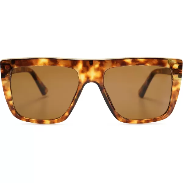 SOJOS Classic Trendy Flat Top Sunglasses for Women Men Designer UV400 Sunnies SJ2250TortoiseBrown