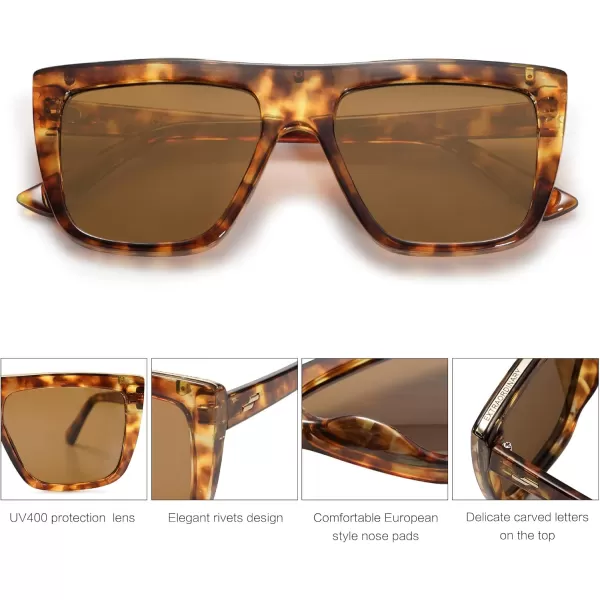 SOJOS Classic Trendy Flat Top Sunglasses for Women Men Designer UV400 Sunnies SJ2250TortoiseBrown