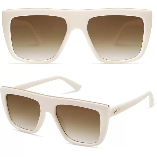 SOJOS Classic Trendy Flat Top Sunglasses for Women Men Designer UV400 Sunnies SJ2250WhiteBrown