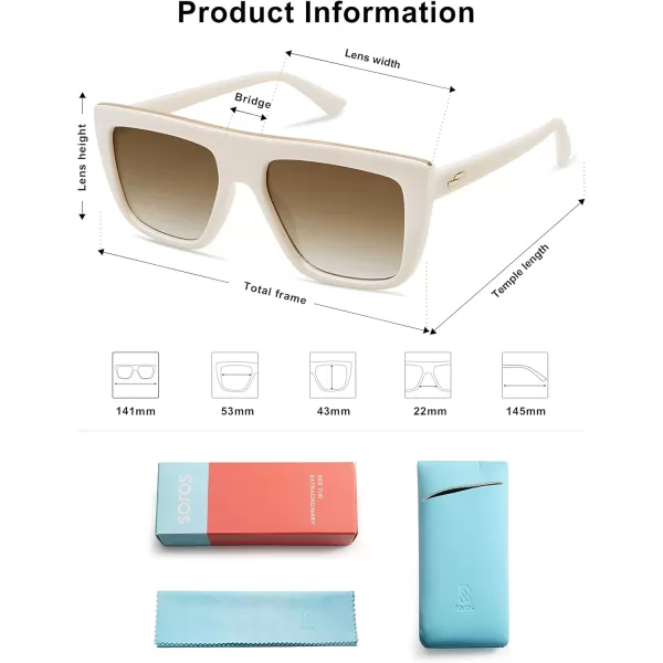 SOJOS Classic Trendy Flat Top Sunglasses for Women Men Designer UV400 Sunnies SJ2250WhiteBrown