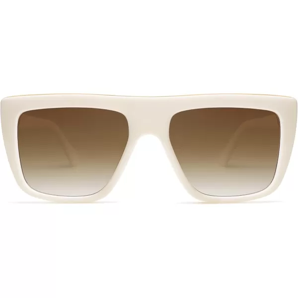 SOJOS Classic Trendy Flat Top Sunglasses for Women Men Designer UV400 Sunnies SJ2250WhiteBrown