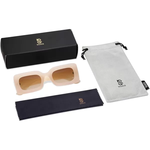 SOJOS Retro 90s Nude Rectangle Sunglasses Womens Mens Trendy Chunky GlassesBeige