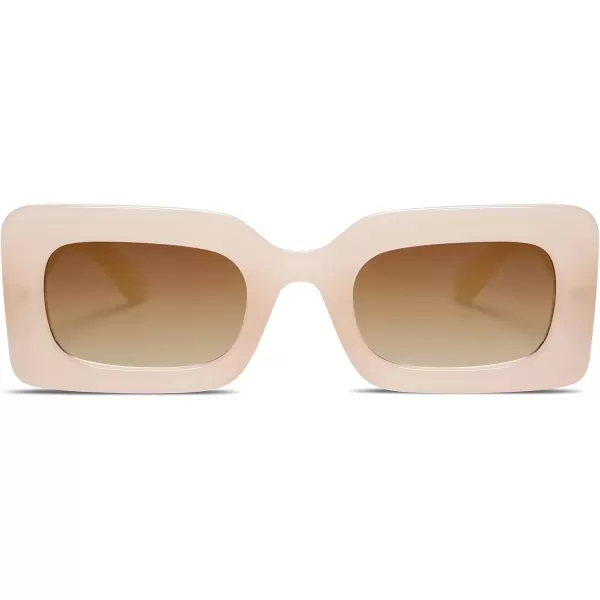 SOJOS Retro 90s Nude Rectangle Sunglasses Womens Mens Trendy Chunky GlassesBeige