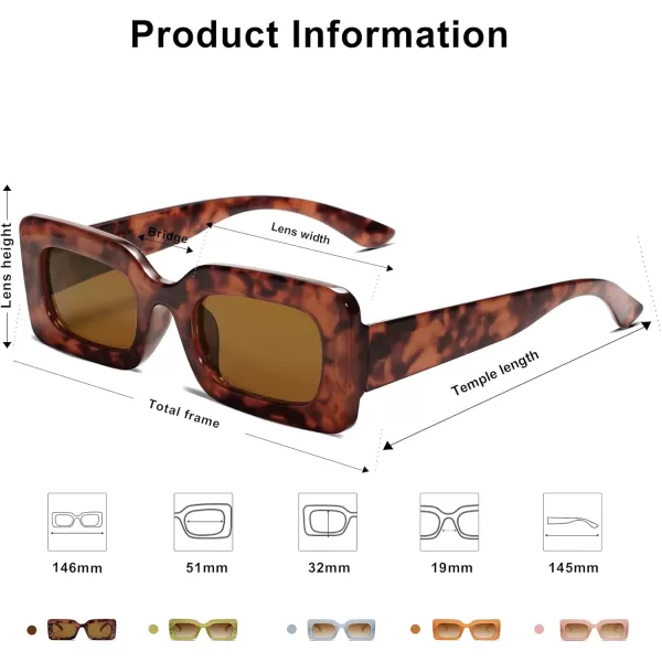 SOJOS Retro 90s Nude Rectangle Sunglasses Womens Mens Trendy Chunky GlassesBrown