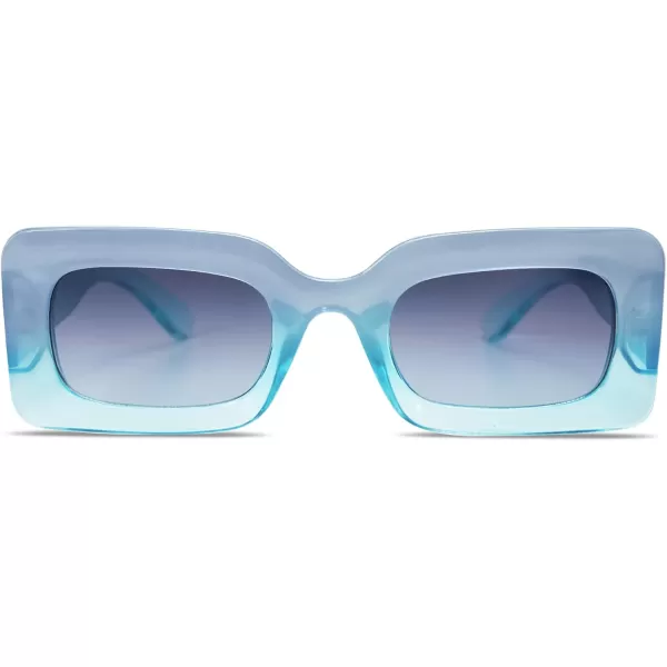 SOJOS Retro 90s Nude Rectangle Sunglasses Womens Mens Trendy Chunky GlassesGradient Blue