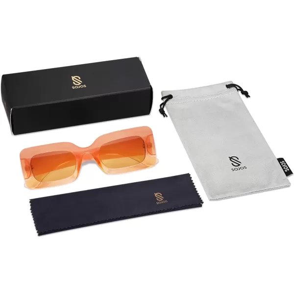 SOJOS Retro 90s Nude Rectangle Sunglasses Womens Mens Trendy Chunky GlassesGradient Orange