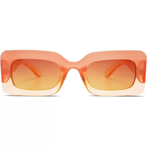 SOJOS Retro 90s Nude Rectangle Sunglasses Womens Mens Trendy Chunky GlassesGradient Orange
