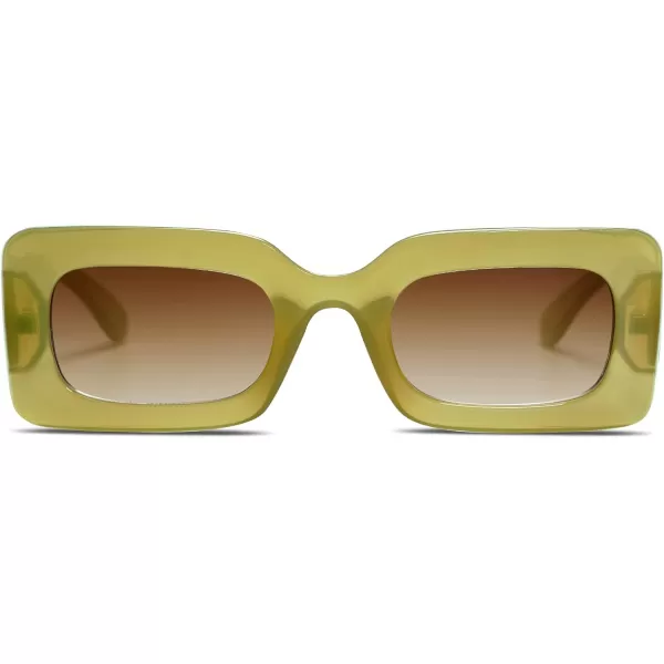 SOJOS Retro 90s Nude Rectangle Sunglasses Womens Mens Trendy Chunky GlassesGreen