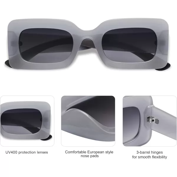SOJOS Retro 90s Nude Rectangle Sunglasses Womens Mens Trendy Chunky GlassesGrey