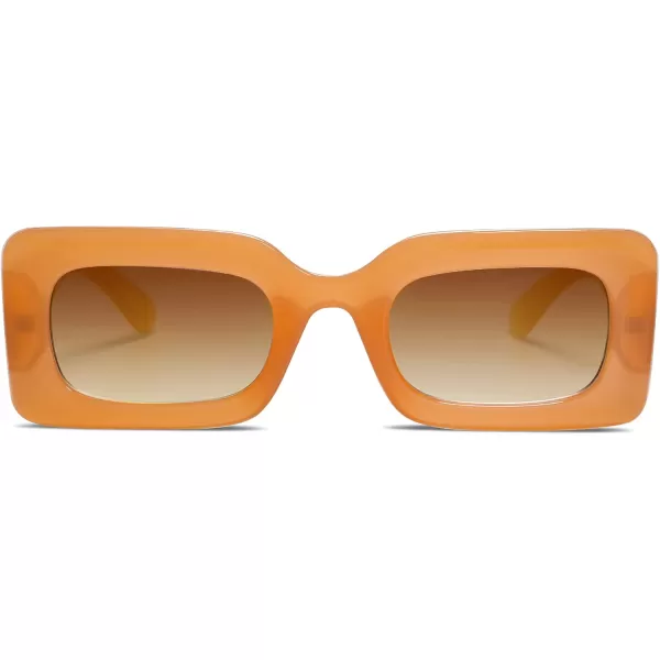 SOJOS Retro 90s Nude Rectangle Sunglasses Womens Mens Trendy Chunky GlassesOrange