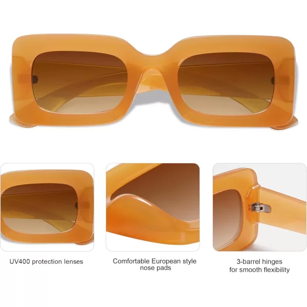 SOJOS Retro 90s Nude Rectangle Sunglasses Womens Mens Trendy Chunky GlassesOrange