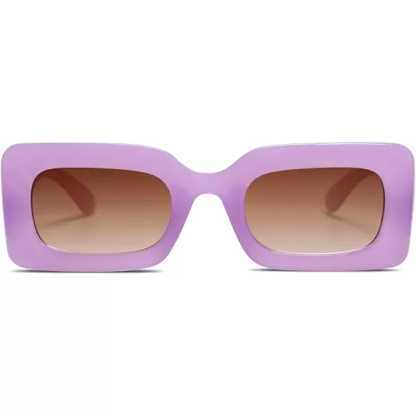 SOJOS Retro 90s Nude Rectangle Sunglasses Womens Mens Trendy Chunky GlassesPurple