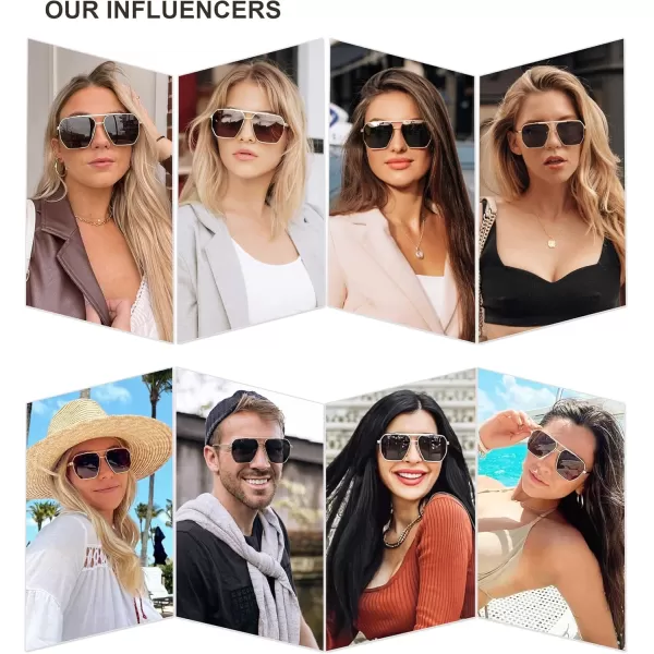SOJOS Retro Oversized Square Polarized Sunglasses for Women and Men Vintage Shades Classic Large Metal Sun GlassesGold