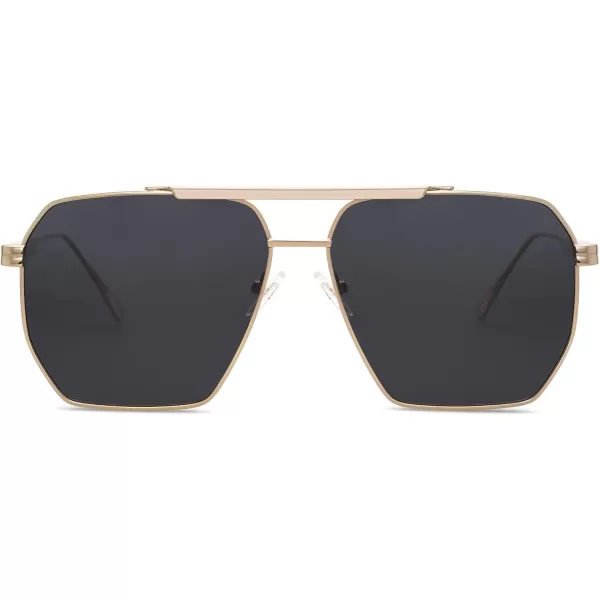 SOJOS Retro Oversized Square Polarized Sunglasses for Women and Men Vintage Shades Classic Large Metal Sun GlassesGold