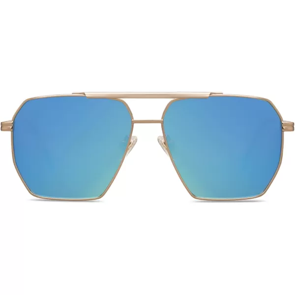SOJOS Retro Oversized Square Polarized Sunglasses for Women and Men Vintage Shades Classic Large Metal Sun GlassesK Gold