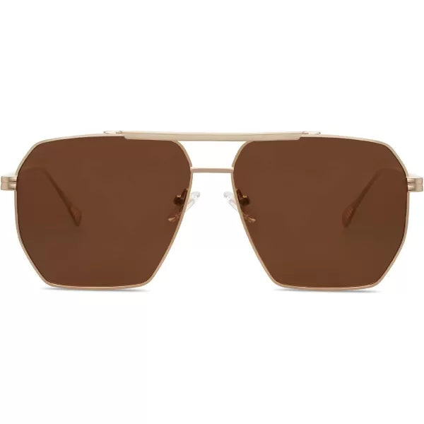 SOJOS Retro Oversized Square Polarized Sunglasses for Women and Men Vintage Shades Classic Large Metal Sun GlassesLight Gold