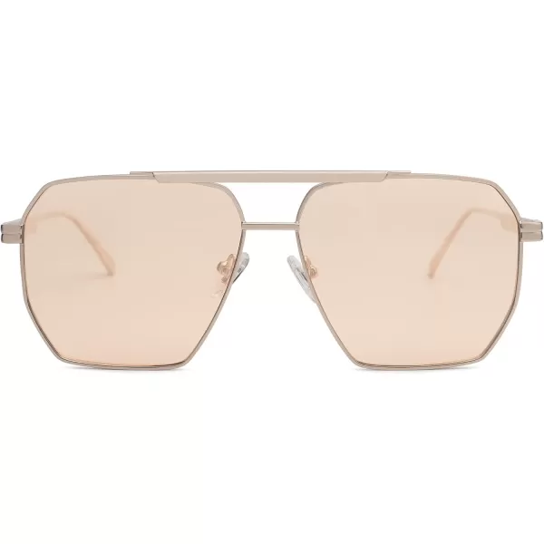 SOJOS Retro Oversized Square Polarized Sunglasses for Women and Men Vintage Shades Classic Large Metal Sun GlassesLight GoldLight Brown