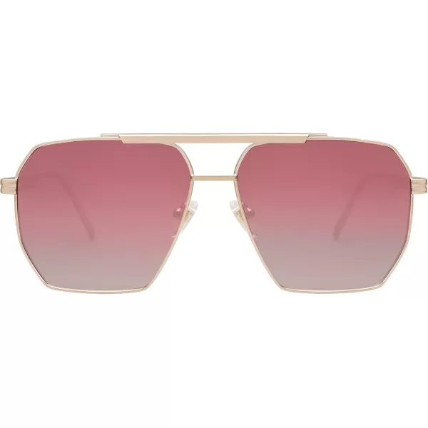 SOJOS Retro Oversized Square Polarized Sunglasses for Women and Men Vintage Shades Classic Large Metal Sun GlassesPale Gold