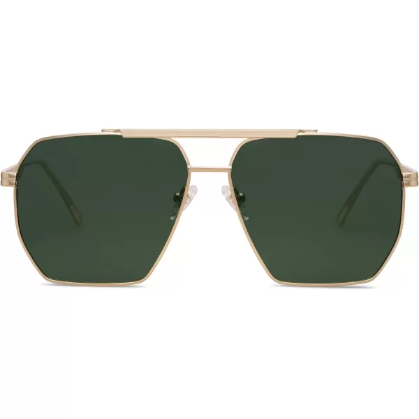 SOJOS Retro Oversized Square Polarized Sunglasses for Women and Men Vintage Shades Classic Large Metal Sun GlassesSgold